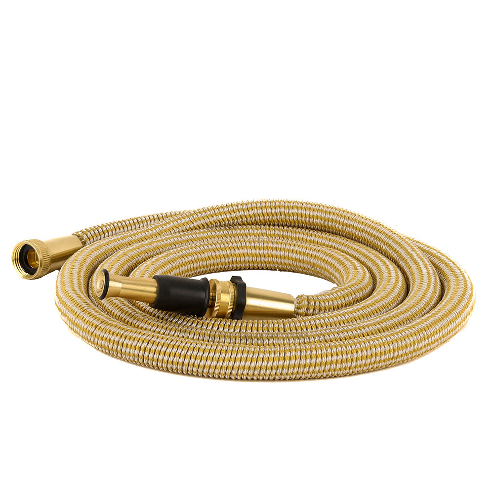 HoseCoil 25 Expandable PRO w/Brass Twist Nozzle  Nylon Mesh Bag - Gold/White [HEP25K]