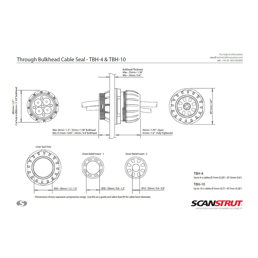 Scanstrut TBH-4 Through Bulkhead Cable Seal [TBH-4]