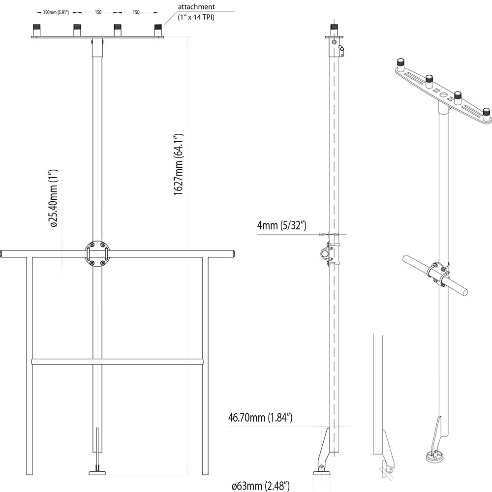 Scanstrut TP-01 T-Bar Mount f/GPS/VHF Antenna [TP-01]
