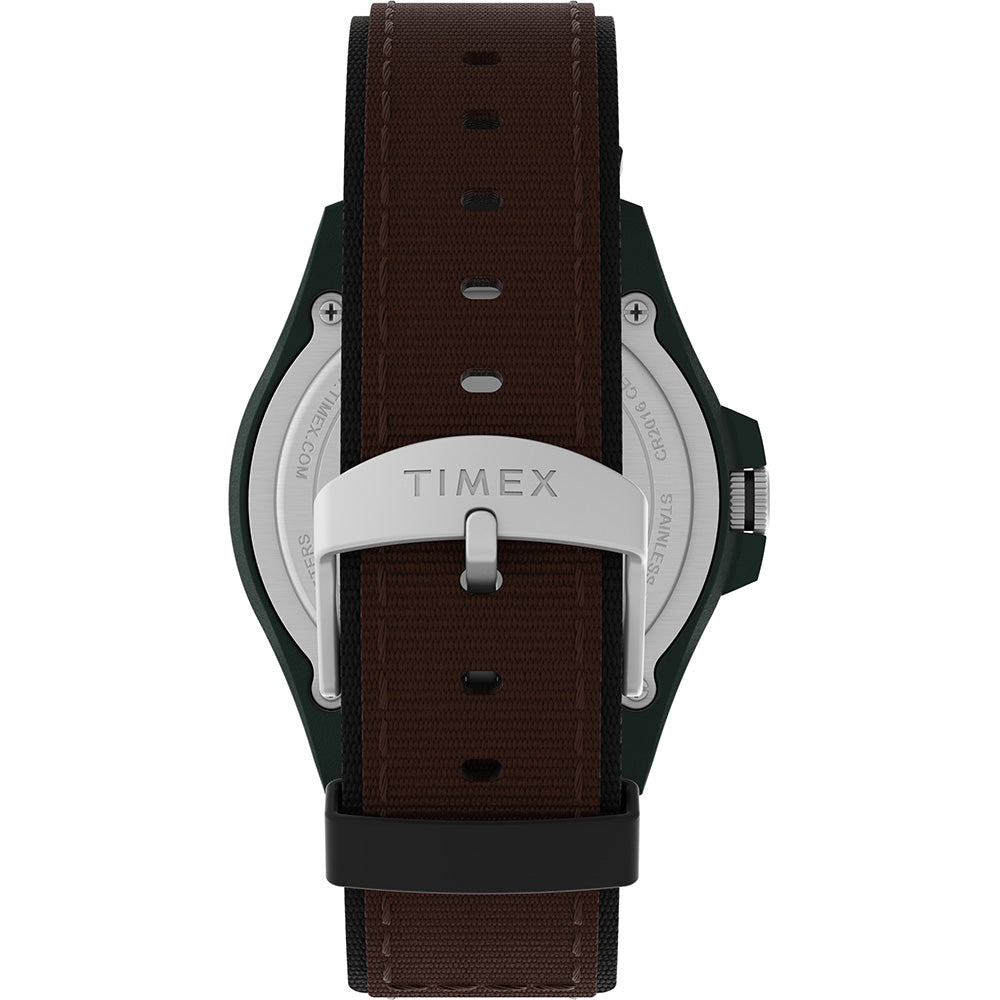 Timex Expedition Acadia Rugged Black Resin Case - Natural Dial - Brown/Black Fabric Strap [TW4B26500]
